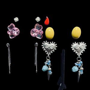 Lot Of 6 Silver Tone Pierced Earrings (4577)